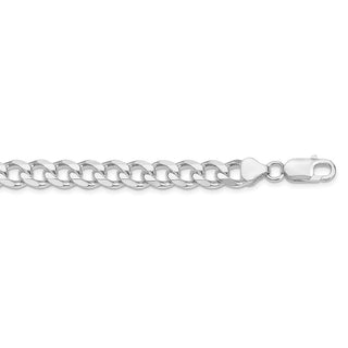 28" Rhodium-plated Sterling Silver 8mm Curb Chain Necklace