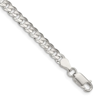 8" Sterling Silver 4.5mm Concave Beveled Curb Chain Bracelet