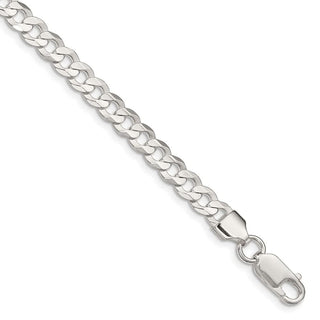 8" Sterling Silver 5.65mm Concave Beveled Curb Chain Bracelet