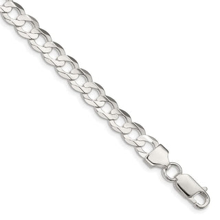 8" Sterling Silver 6.75mm Concave Beveled Curb Chain Bracelet