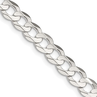 24" Sterling Silver 6.75mm Concave Beveled Curb Chain Necklace
