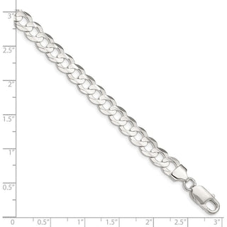 24" Sterling Silver 8mm Concave Beveled Curb Chain Necklace