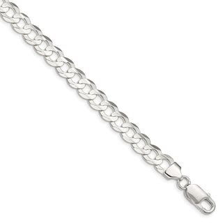 30" Sterling Silver 8mm Concave Beveled Curb Chain Necklace