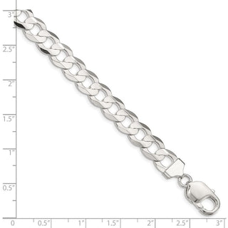 24" Sterling Silver 9.75mm Concave Beveled Curb Chain Necklace
