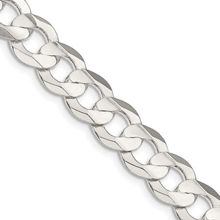 30" Sterling Silver 9.75mm Concave Beveled Curb Chain Necklace