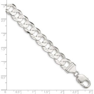 24" Sterling Silver 11.9mm Concave Beveled Curb Chain Necklace