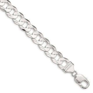 30" Sterling Silver 11.9mm Concave Beveled Curb Chain Necklace
