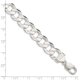 24" Sterling Silver 13.8mm Concave Beveled Curb Chain Necklace