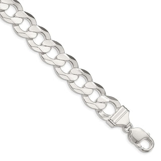 24" Sterling Silver 13.8mm Concave Beveled Curb Chain Necklace