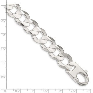 24" Sterling Silver 15.75mm Concave Beveled Curb Chain Necklace