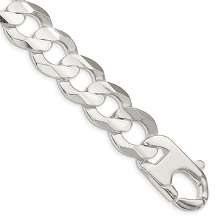 8" Sterling Silver 15.75mm Concave Beveled Curb Chain Bracelet
