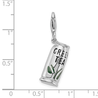 Sterling Silver Enameled Green Tea Beverage w/Lobster Clasp Charm