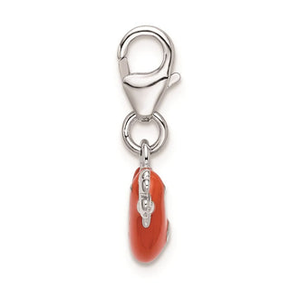 Sterling Silver Rhodium-Plated Enamel Bird and Clover w/ Lobster Clasp Charm