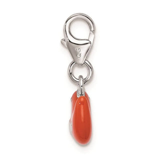 Sterling Silver Rhodium-Plated Enamel Bird and Clover w/ Lobster Clasp Charm