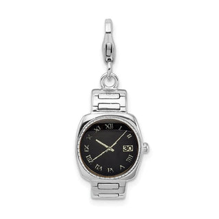 Sterling Silver and Enamel Wristwatch w/ Lobster Clasp Charm