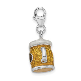 Sterling Silver Enameled Beer Mug w/Lobster Clasp Charm