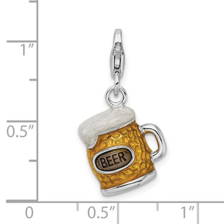 Sterling Silver Enameled Beer Mug w/Lobster Clasp Charm