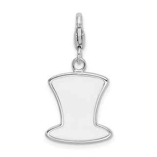 Rhodium-Plated Sterling Silver Enameled USA Hat w/Lobster Clasp Charm