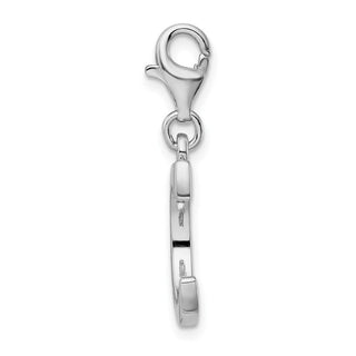 Rhodium-Plated Sterling Silver CZ Letter C w/Lobster Clasp Charm QCC104C
