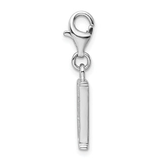 Rhodium-Plated Sterling Silver CZ Letter H w/Lobster Clasp Charm QCC104H