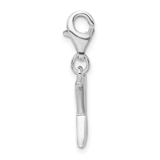 Rhodium-Plated Sterling Silver CZ Letter X w/Lobster Clasp Charm QCC104X