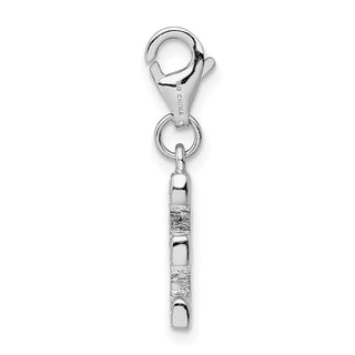 Rhodium-Plated Sterling Silver CZ Letter E w/Lobster Clasp Charm QCC105E