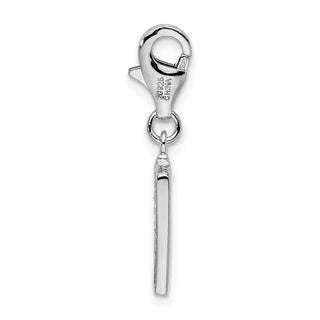 Rhodium-Plated Sterling Silver CZ Letter H w/Lobster Clasp Charm QCC105H