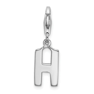 Rhodium-Plated Sterling Silver CZ Letter H w/Lobster Clasp Charm QCC105H