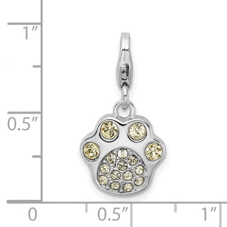 Rhodium-Plated Sterling Silver Enameled Paw Print w/Lobster Clasp Charm