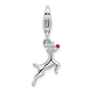 Sterling Silver Enameled Reindeer w/Lobster Clasp Charm