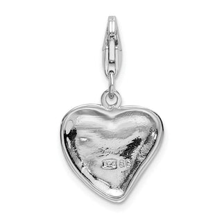 Sterling Silver Polished and Enameled Heart w/ Dog Paw Print Charm