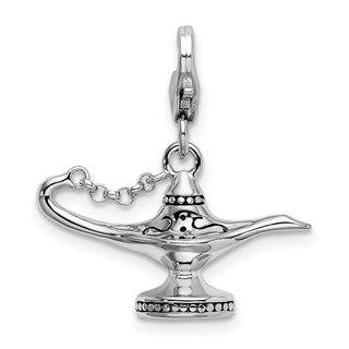 Sterling Silver 3-D Enameled Magic Lamp w/Lobster Clasp Charm