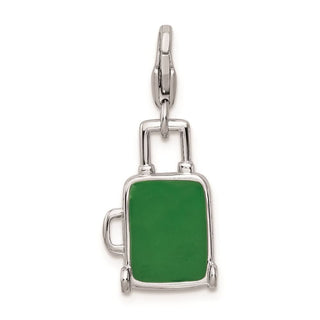 Sterling Silver Enameled Brazilian Flag Suitcase Lobster Clasp Charm