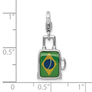 Sterling Silver Enameled Brazilian Flag Suitcase Lobster Clasp Charm
