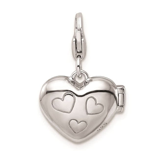 Sterling Silver Enameled Love Heart Locket w/Lobster Clasp Charm