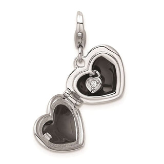 Sterling Silver Enameled Love Heart Locket w/Lobster Clasp Charm