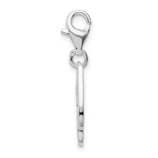Rhodium-Plated Sterling Silver With CZ Music Note Lobster Clasp Charm