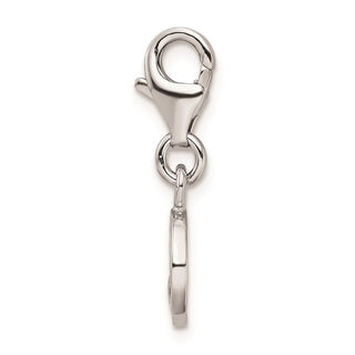 Sterling Silver Rhodium-plated Hammered Four Leaf Clover Lobster Clasp Charm