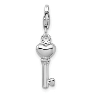 Sterling Silver 3-D Key w/Lobster Clasp Charm