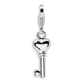 Sterling Silver 3-D Key w/Lobster Clasp Charm