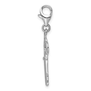 Sterling Silver Polished Skeleton Key w/Lobster Clasp Charm