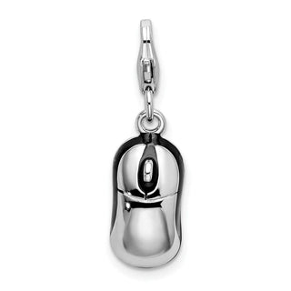 Sterling Silver 3-D Enameled Mouse w/Lobster Clasp Charm