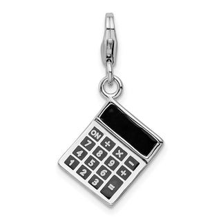 Sterling Silver 3-D Enameled Calculator w/Lobster Clasp Charm