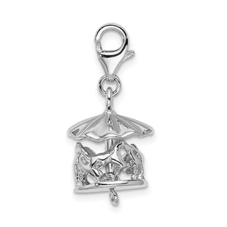 Sterling Silver Moveable Carousel w/Lobster Clasp Charm
