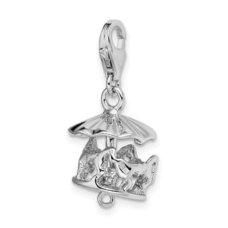 Sterling Silver Moveable Carousel w/Lobster Clasp Charm