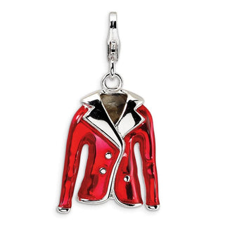 Sterling Silver 3-D Enameled Red Jacket w/Lobster Clasp Charm