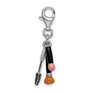 Sterling Silver Enameled Polished Makeup w/Lobster Clasp Charm