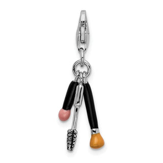 Sterling Silver Enameled Polished Makeup w/Lobster Clasp Charm