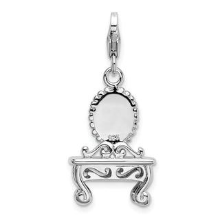 Sterling Silver 3-D Vanity w/Lobster Clasp Charm
