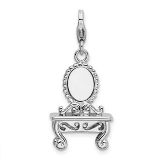 Sterling Silver 3-D Vanity w/Lobster Clasp Charm